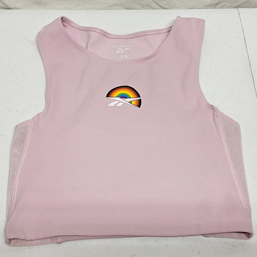 Reebok Pride Crop Tank Top Womens XS Pink Rainbow Speedwick H37081‎